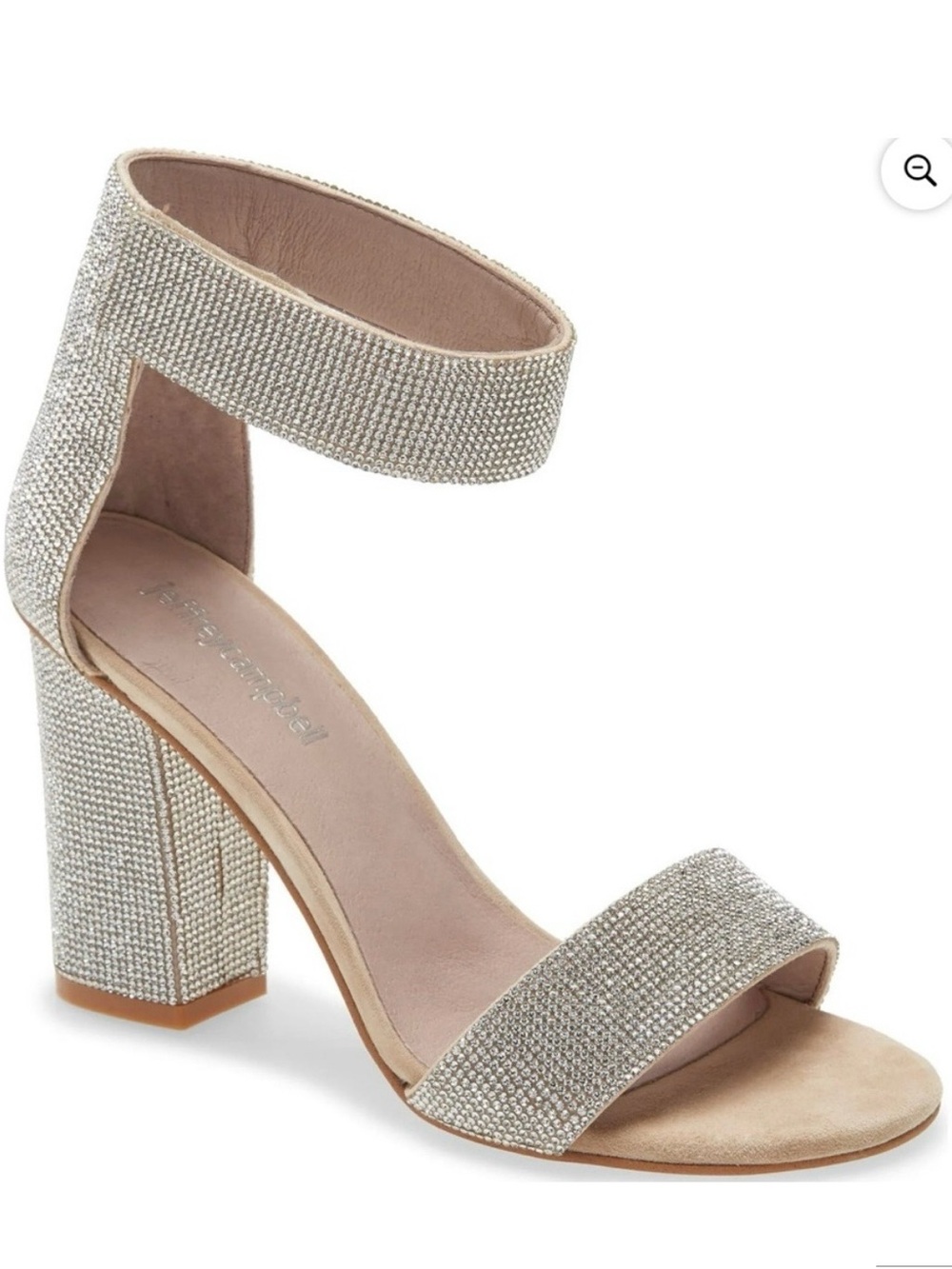 Jeffrey Campbell Silver Crystal Block Heel Sandal